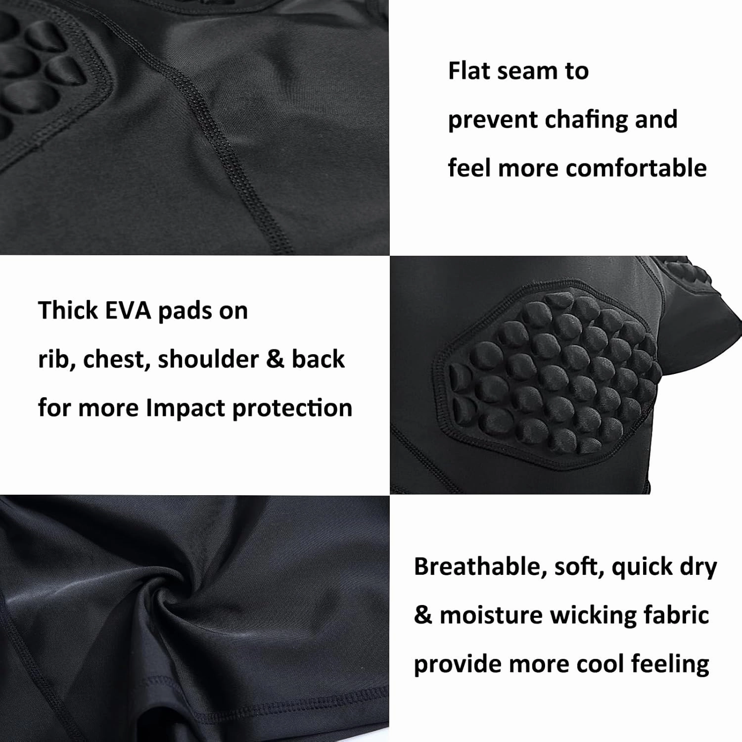 Topeter Football Padded Shirt for Youth, Kids Compression Rib Protector Shirts with Rib/Chest/Shoulder/Back Pads