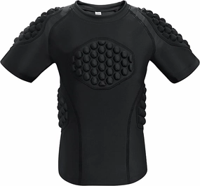 Topeter Football Padded Shirt for Youth, Kids Compression Rib Protector Shirts with Rib/Chest/Shoulder/Back Pads