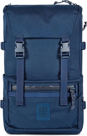 Topo Designs Rover Pack Tech - Daypack for Commuters, Iconic Denver Design, Recycled Nylon Construction (Navy)