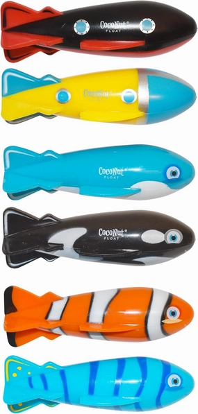 Torpedo Racer Dive Toys - 6-Pack of Fun, Colorful Whale, Submarine & Tropical Fish Dive Toys - Hydrodynamic Underwater Gliders to Practice Your Swimming Skills, Kids Ages 8 