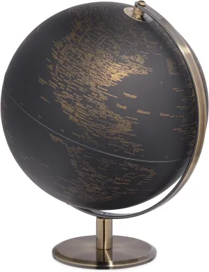 Torre & Tagus Black and Gold Globe for Adults - 8" Rotating Earth Globe Decor on Stand For Home Decor, Office Decoration Desk Globe For Office & Earth Spinning Globe Map Of The World (Black Globe)