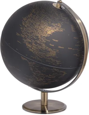 Torre & Tagus Black and Gold Globe for Adults - 8" Rotating Earth Globe Decor on Stand For Home Decor, Office Decoration Desk Globe For Office & Earth Spinning Globe Map Of The World (Black Globe)