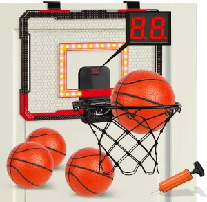 TOY Life Over The Door Basketball Hoop for Kids, Teens, Adults - Indoor Mini Hoop for Room, Office with 4 Balls - Basketball Goal
