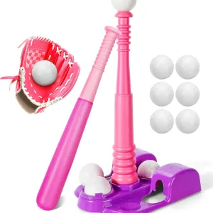 TOY Life Tball Set for Kids 3-5 T Ball Toddler Baseball Set Girls T Ball Sets for Kids 5-8 Tball Bat Tee Ball Sets for Kids 3-5 Tball Set for Toddlers 1-3 Outdoor Toddler Toys 6 T-Balls Glove