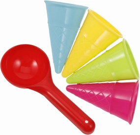 TOYANDONA 5pcs Beach Toys Plastic Ice Cream Cones Scoop Kids Seaside Play Sand Toys for Children Toddlers (Random Color)