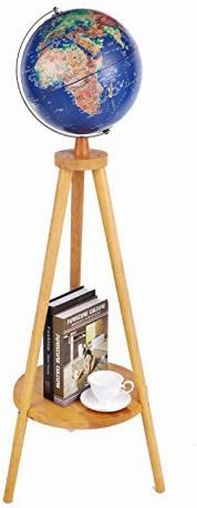 Toys World Globe Floor Globe Creative Three-Legged Wooden Floor-Standing Vintage Embossed Globe Colorful Map for Early Learning and Teaching (Color : Yellow, Size : 30cm) (Bigblue Mug 42cm)