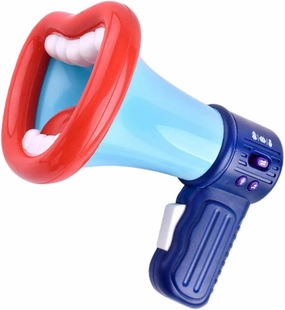 Toyvian Bull Horn Loud Speaker Kids Voice Changer Toy Megaphone Function Toys Mini Electric Hand- held Speaker with Recording Microphone for Toddlers Childrens (Blue) Megaphone Speaker Voice