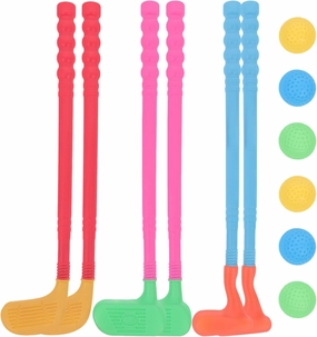 Toyvian Kids Toy Golf Set Multi-Colored Toddler Golf Clubs Plastic Golfs Plaything Set Interactive Sports Props for Indoor and Outdoor Sports Golf Toys