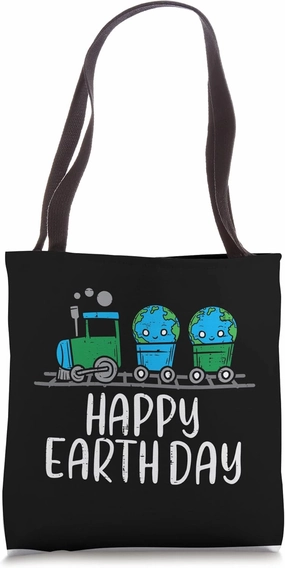 Train Happy Earth Day Cute Locomotive Boys Kids Toddlers Tote Bag