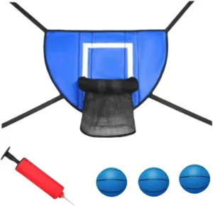 Trampoline Basketball Hoop Attachment Set Universal Basketball Goal with 3 Mini Balls and 1 Pump for Kids Children