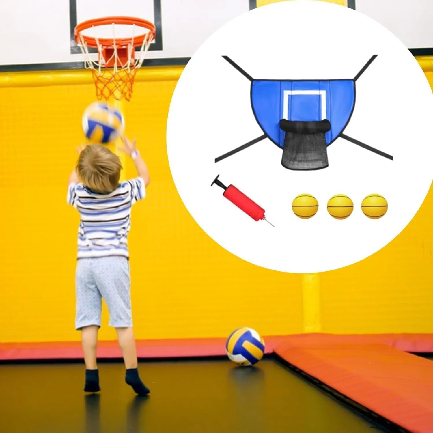 Trampoline Basketball Hoop Set, Soft Basketball Goal, Trampoline Accessories for Kids Children