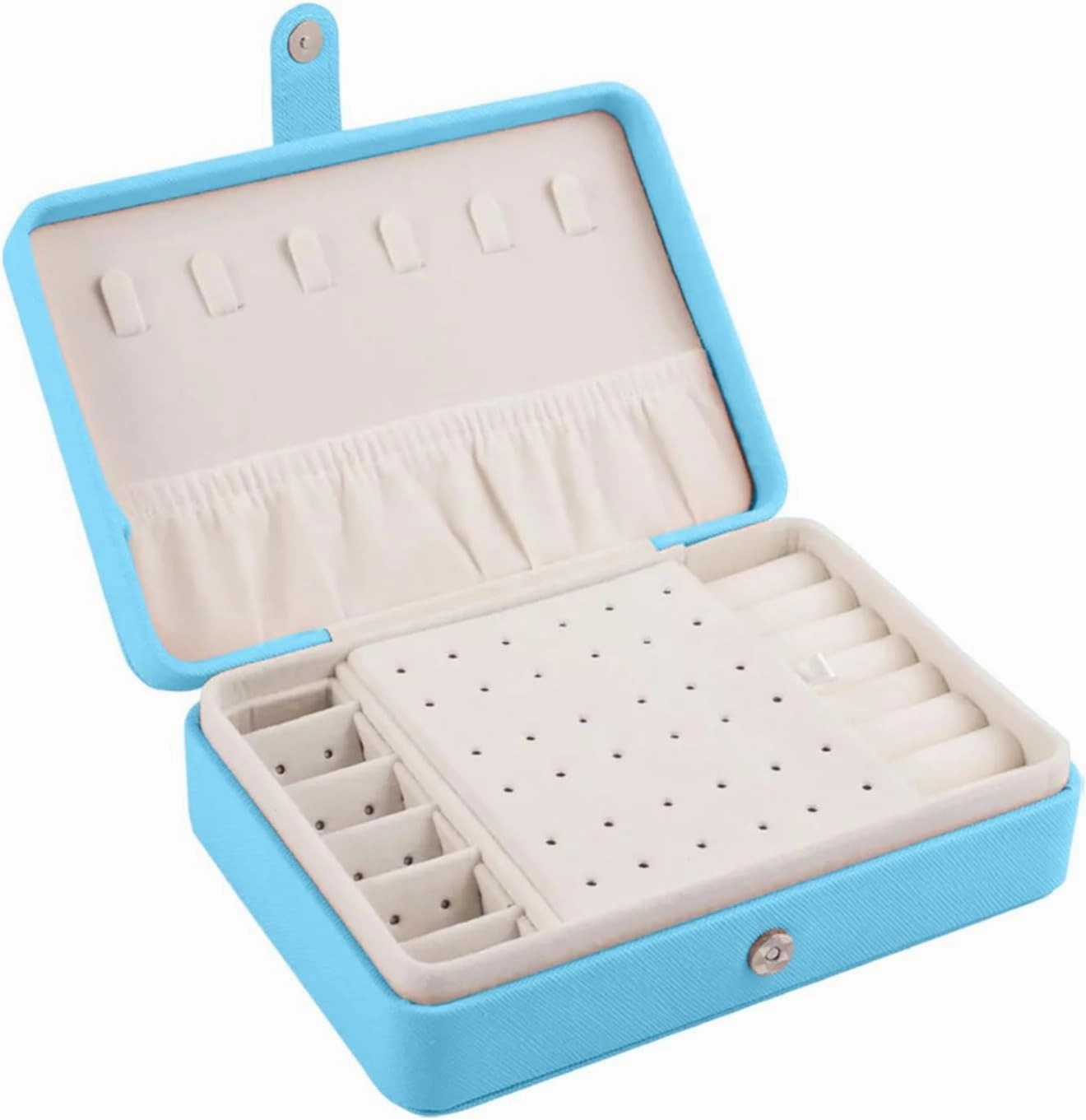 Travel Jewelry Box,2025 New 2-Layer Portable PU Leather Jewelry Organizer with Removable Tray,Jewelry Travel Case,Large Jewelry Box for Earring Necklace Bracelets Ring Christmas Gifts