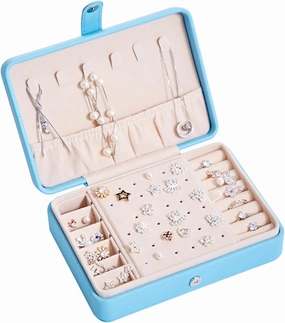 Travel Jewelry Box,2025 New 2-Layer Portable PU Leather Jewelry Organizer with Removable Tray,Jewelry Travel Case,Large Jewelry Box for Earring Necklace Bracelets Ring Christmas Gifts