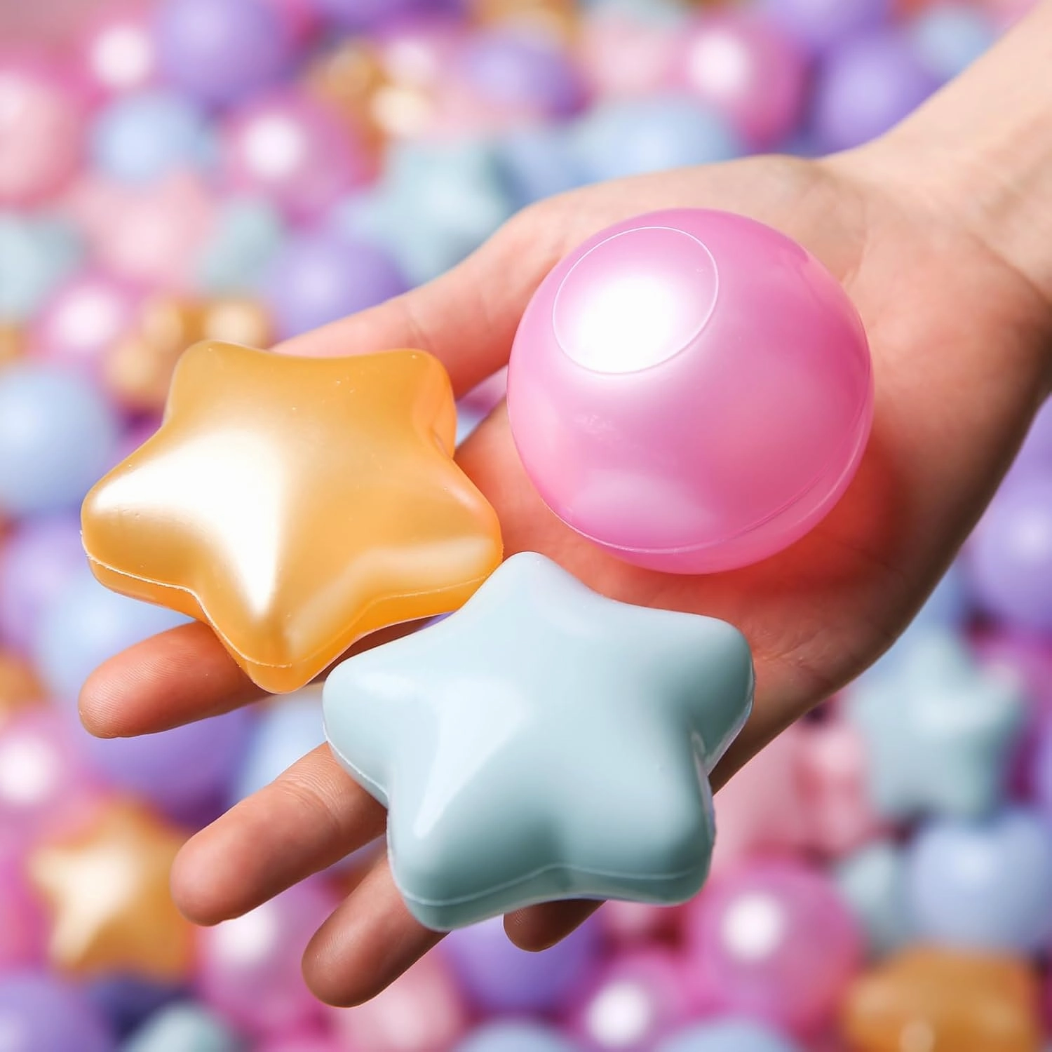 TRENDPLAY Star Ball Pit Balls 50 100 200 500 for Toddlers - Ball Pit Ball Shapes for Boys Girls Fun, Birthday Party, Christmas Decoration