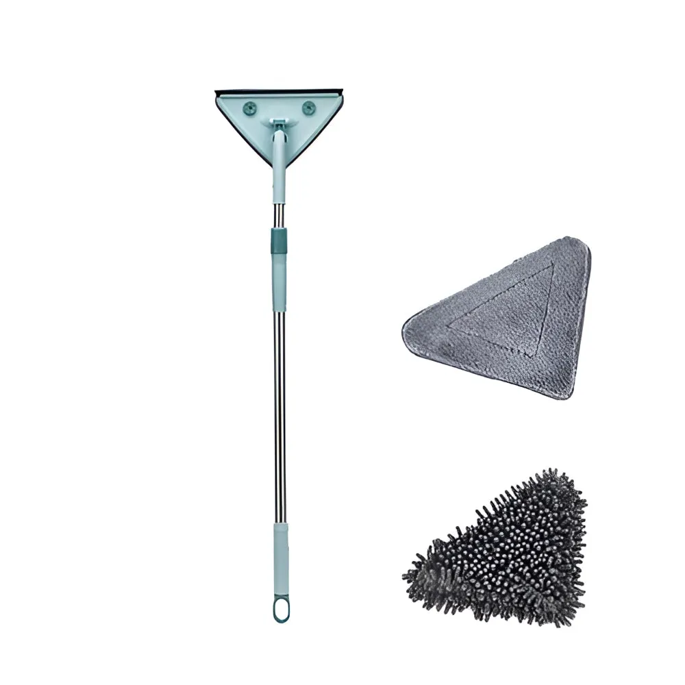 Triangle Microfiber Mop - Adjustable Handle, Washable Pads, Corner Cleaning