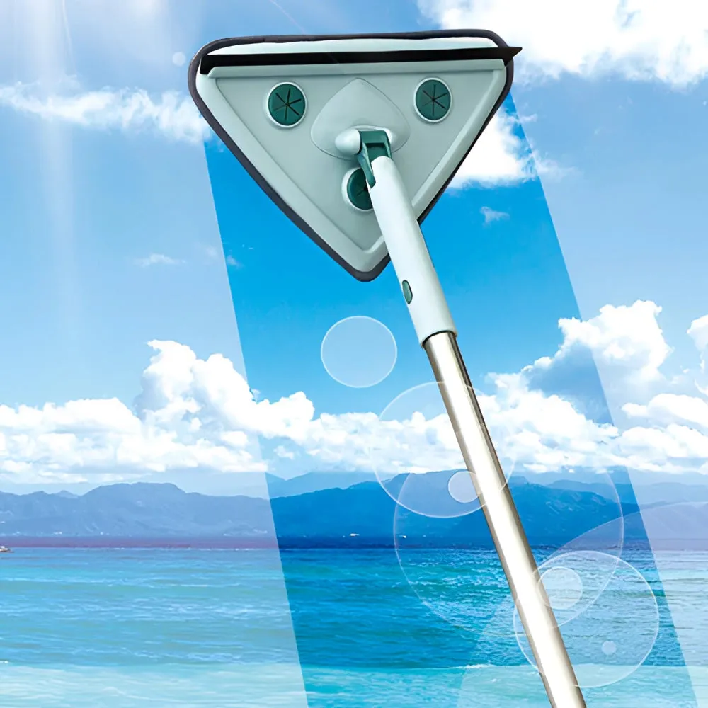 Triangle Microfiber Mop - Adjustable Handle, Washable Pads, Corner Cleaning