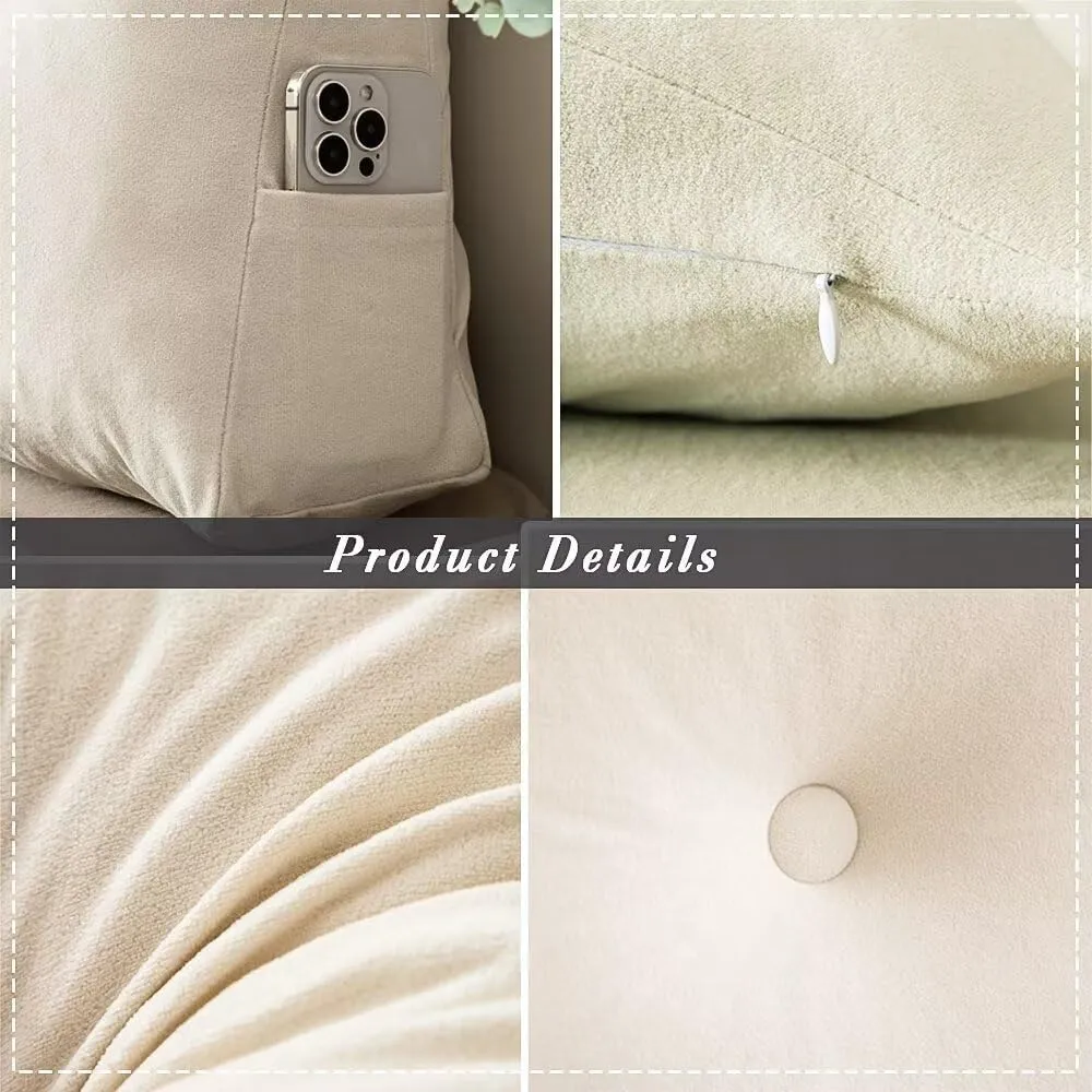 Triangular Wedge Headboard Pillows Twin Headboard Pillow for Colleage Dorm Long Backrest Positioning Support for Sleeping Reading Backrest Pillow with Side Pockets Decorative Pillow