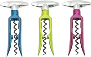 True Twister Self Pulling Compact Corkscrew Wine Opener Manual Kitchen Gadgets, Bar Tools, Bartending Supplies, Pack of 1, Colors May Vary