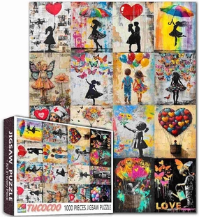 Tucocoo Banksy Art Puzzles for Adults Colorful Graffiti 1000 Piece Jigsaw Puzzle Street Collage Artwrok DIY Crafts Puzzle Family Games Night Educational Toys for Puzzle Lovers Gift (27x20 Inches)