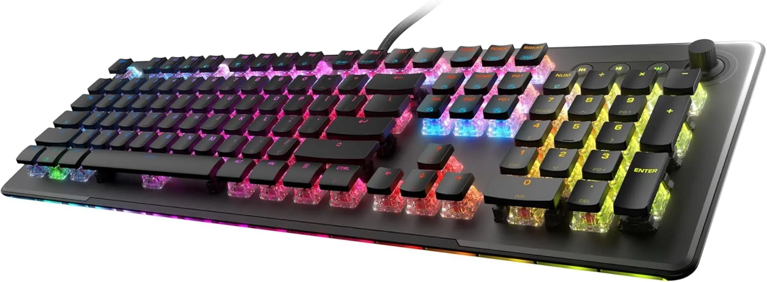 Turtle Beach Vulcan II Max – Optical-Mechanical PC Gaming Keyboard, Customizable RGB Illuminated Keys and Palm Rest, Smart Keys, Titan II Smooth Linear Switches, 200M Keystroke Durability – Black