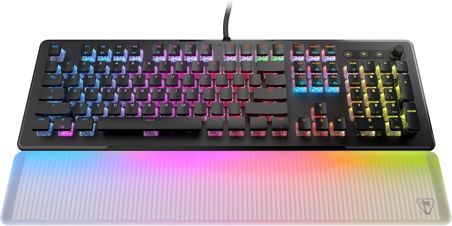Turtle Beach Vulcan II Max – Optical-Mechanical PC Gaming Keyboard, Customizable RGB Illuminated Keys and Palm Rest, Smart Keys, Titan II Smooth Linear Switches, 200M Keystroke Durability – Black