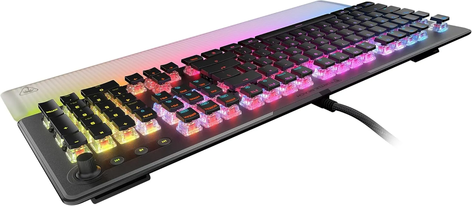 Turtle Beach Vulcan II Max – Optical-Mechanical PC Gaming Keyboard, Customizable RGB Illuminated Keys and Palm Rest, Smart Keys, Titan II Smooth Linear Switches, 200M Keystroke Durability – Black