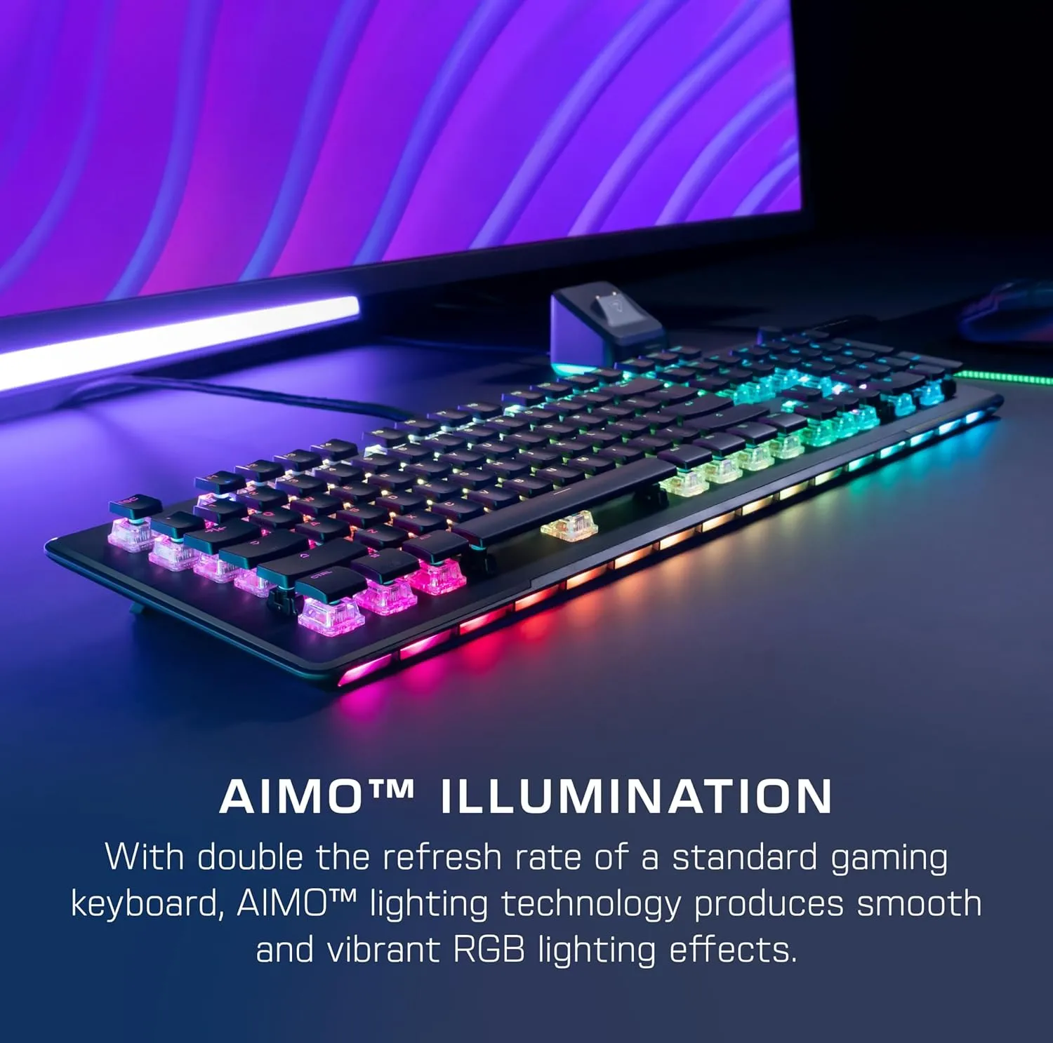 Turtle Beach Vulcan II Max – Optical-Mechanical PC Gaming Keyboard, Customizable RGB Illuminated Keys and Palm Rest, Smart Keys, Titan II Smooth Linear Switches, 200M Keystroke Durability – Black