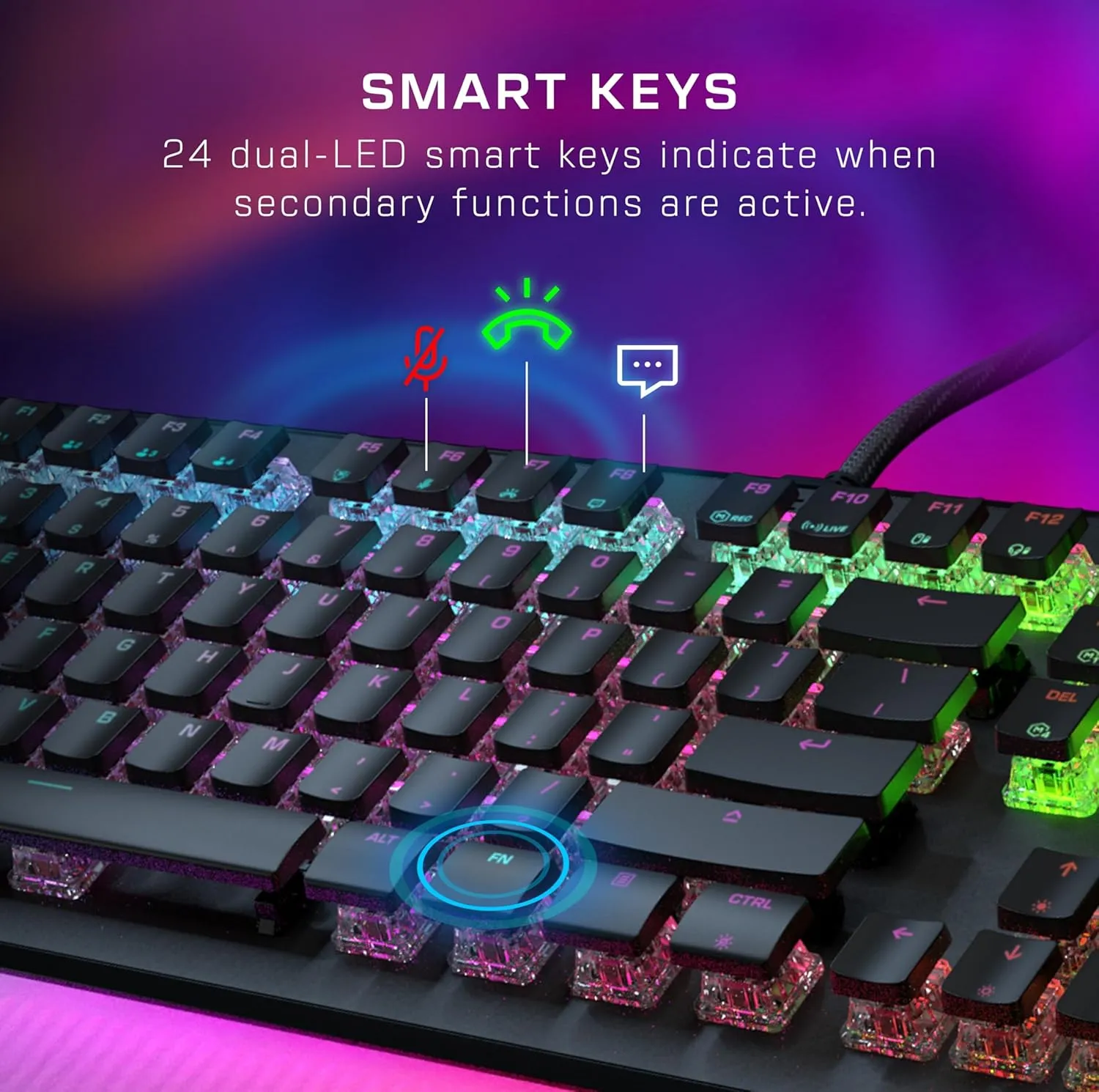Turtle Beach Vulcan II Max – Optical-Mechanical PC Gaming Keyboard, Customizable RGB Illuminated Keys and Palm Rest, Smart Keys, Titan II Smooth Linear Switches, 200M Keystroke Durability – Black