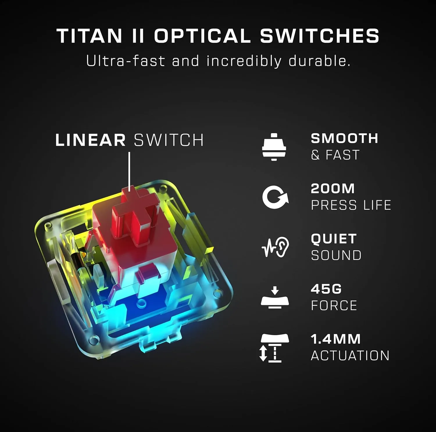 Turtle Beach Vulcan II Max – Optical-Mechanical PC Gaming Keyboard, Customizable RGB Illuminated Keys and Palm Rest, Smart Keys, Titan II Smooth Linear Switches, 200M Keystroke Durability – Black