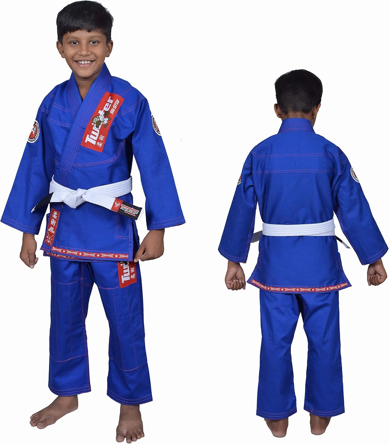 Twister Kids Brazilian Jiu Jitsu Gi | Preshrunk Ultra Light Fabric Youth BJJ Gi | Comes with FREE White Belt
