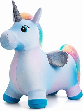 U&C Planet Multi Colored Unicorn Bouncy Horse for Toddlers, Bouncy Animals for Toddlers, Animal Hopper Bouncing Toys Gift for 18 Months 2 3 Years Old Outdoor Indoor with Pump
