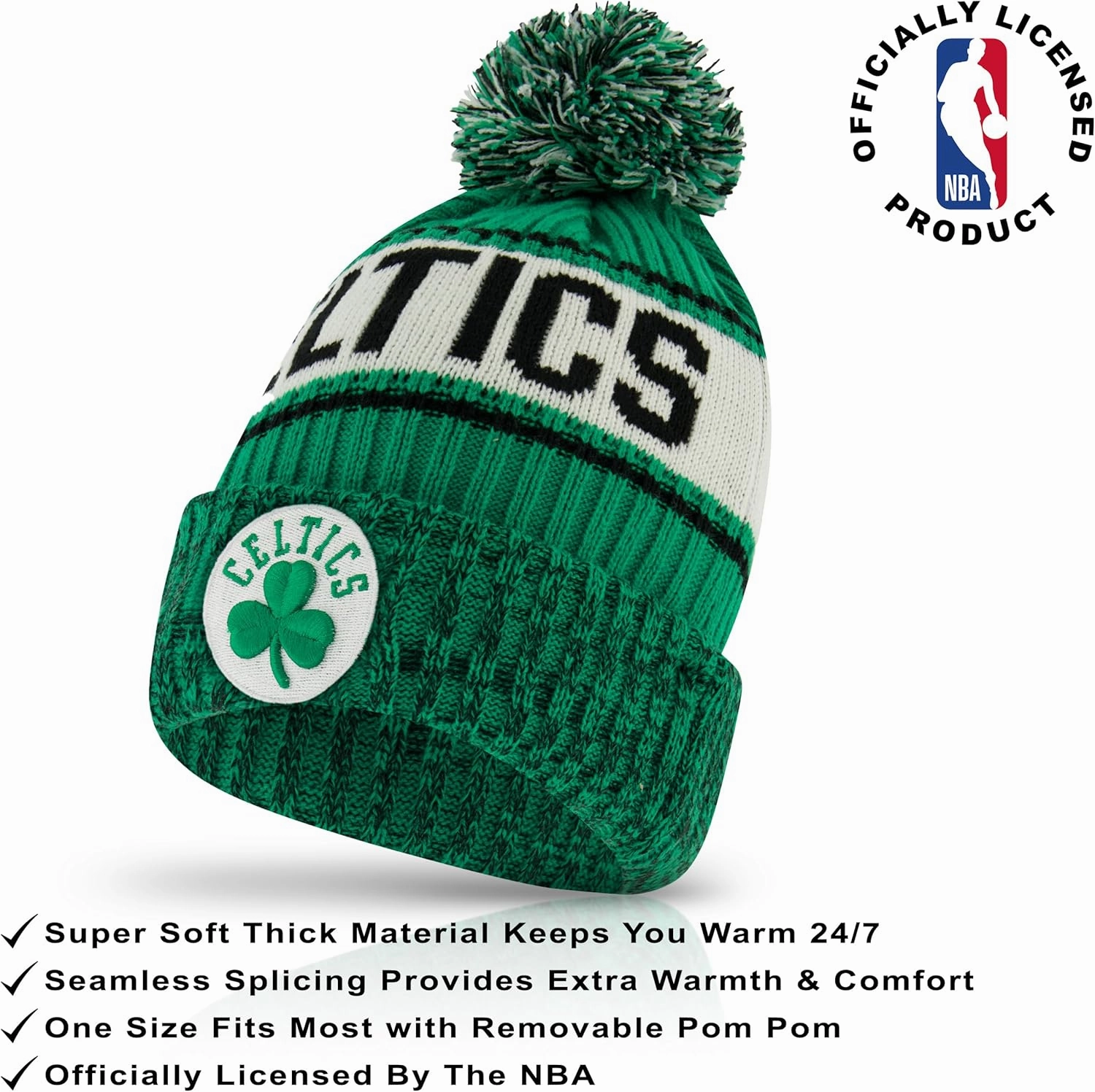 Ultra Game Adult's NBA Official Super Soft Winter Beanie Knit Hat with Extra Warm Touch Screen Gloves