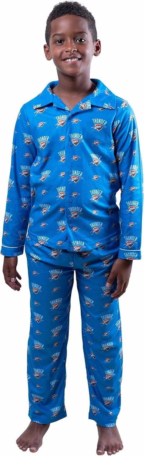 Ultra Game Youth NBA Official 2-Piece Super Soft Button Down Pajamas Set