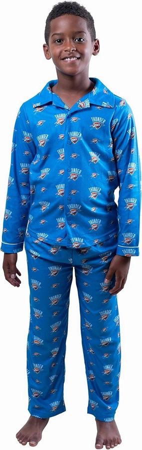 Ultra Game Youth NBA Official 2-Piece Super Soft Button Down Pajamas Set