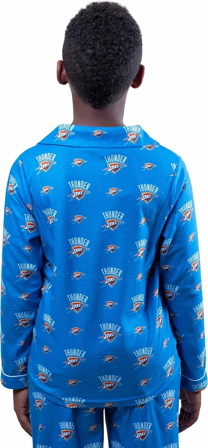 Ultra Game Youth NBA Official 2-Piece Super Soft Button Down Pajamas Set