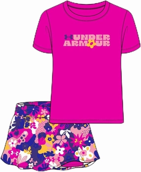 Under Armour girls Girls Short Sleeve Shirt and Skort Set, Durable Stretch and Lightweight