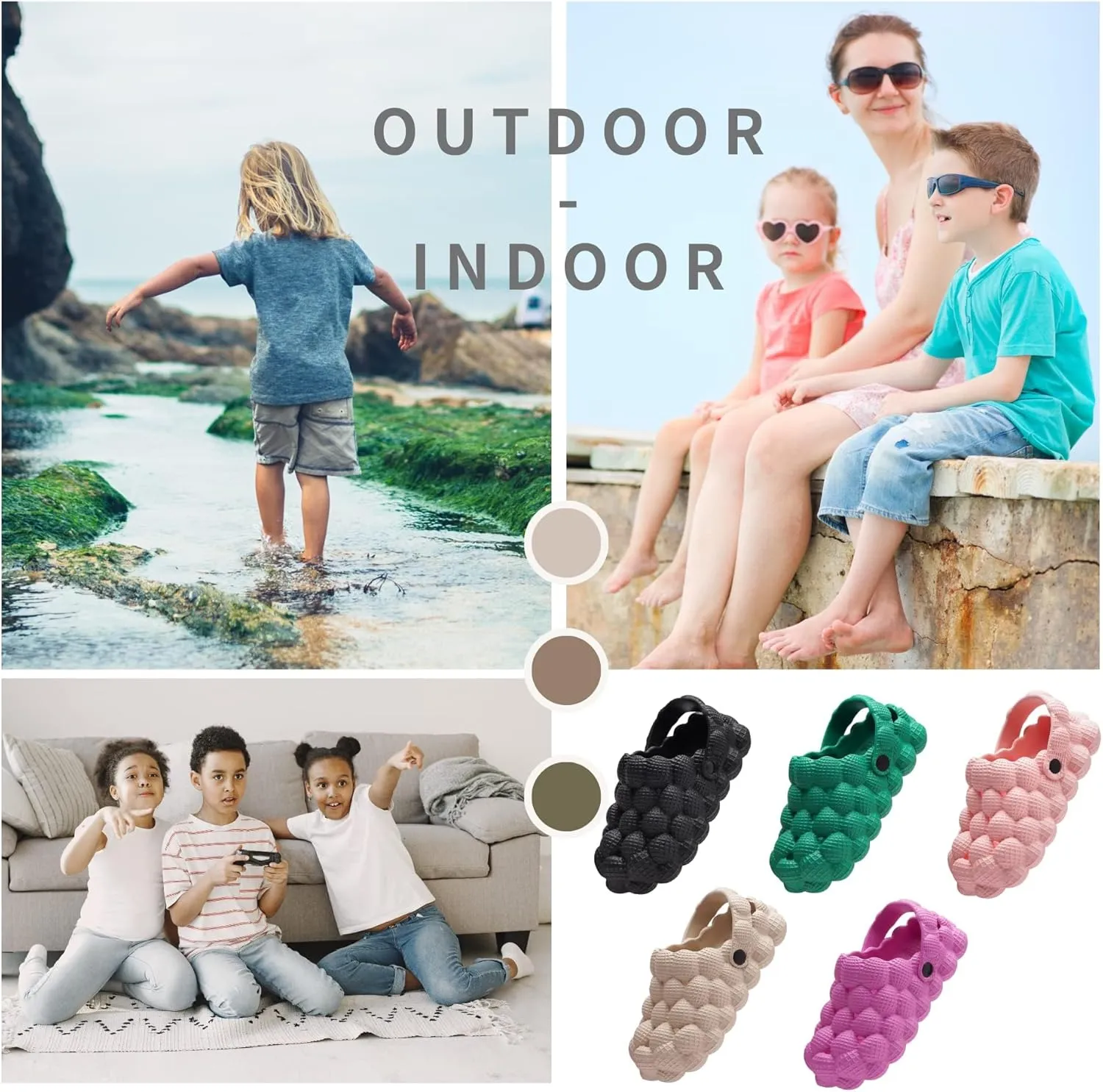 Unisex Bubble Slides Sandals for Kids Golf Ball Slides Bubble Clogs Garden Shoes Girls Boys Comfy Anti-Slip for Shower Beach Bath Indoor and Outdoor