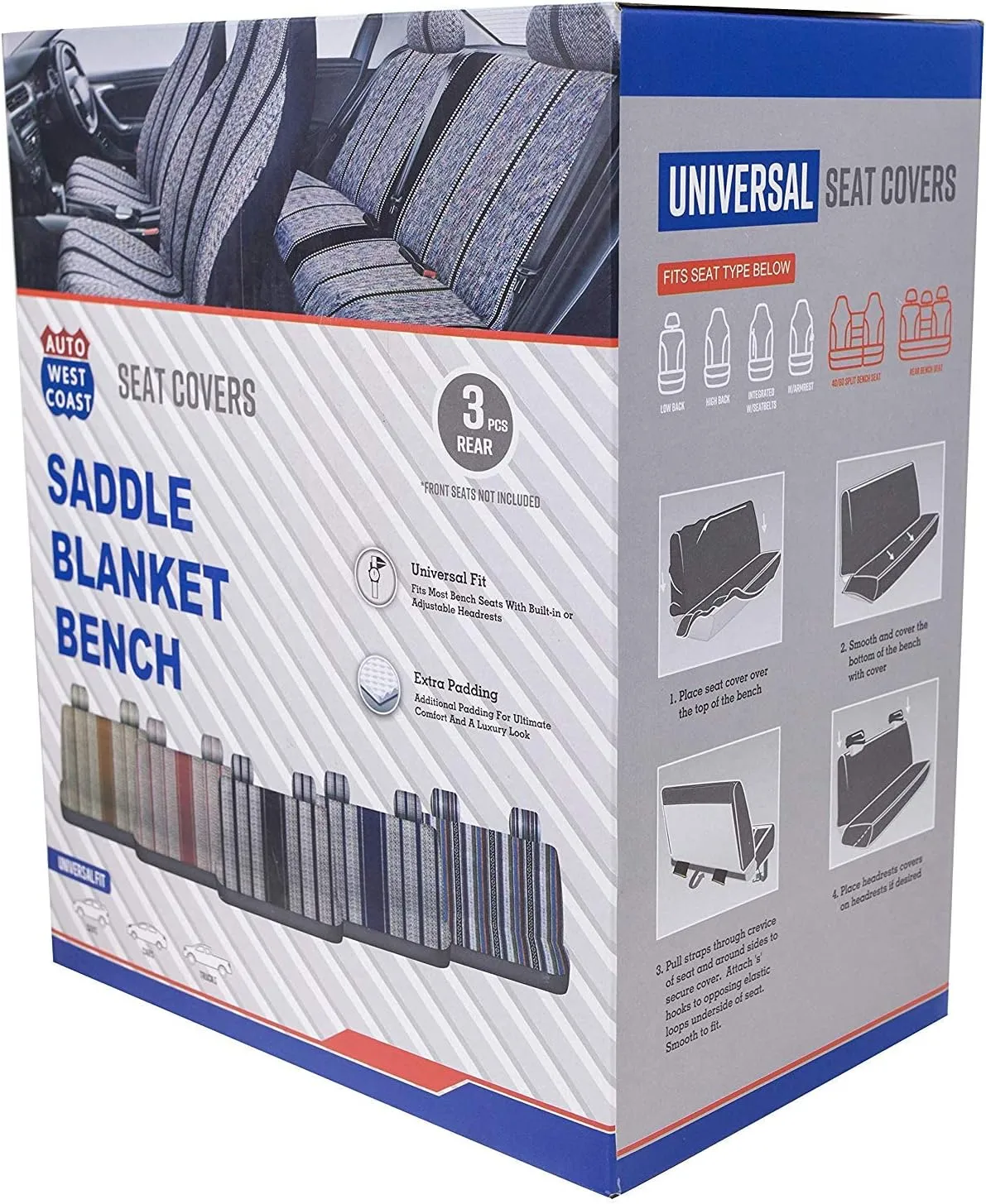 Universal Baja Saddle Blanket Bench Full Size Seat Cover Fits Ford, Chevrolet, Dodge, and Full Size Pickup Trucks (Brown)