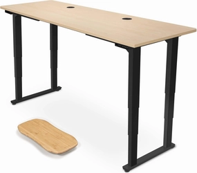 Uplift Maple Laminate (80 x 30 inch) Electric Standing Desk V2 (Black) 4-Leg Adjustable Stand Up Desk, Advanced Keypad, Wire Grommets, Wire Management Tray, Bamboo Rocker-X Board