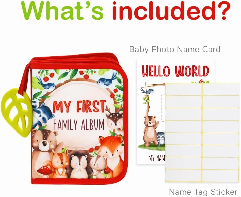 Urban Kiddy™ Baby's My First Family Album | Soft Photo Cloth Book Gift Set for Newborn Toddler & Kids (Woodland)