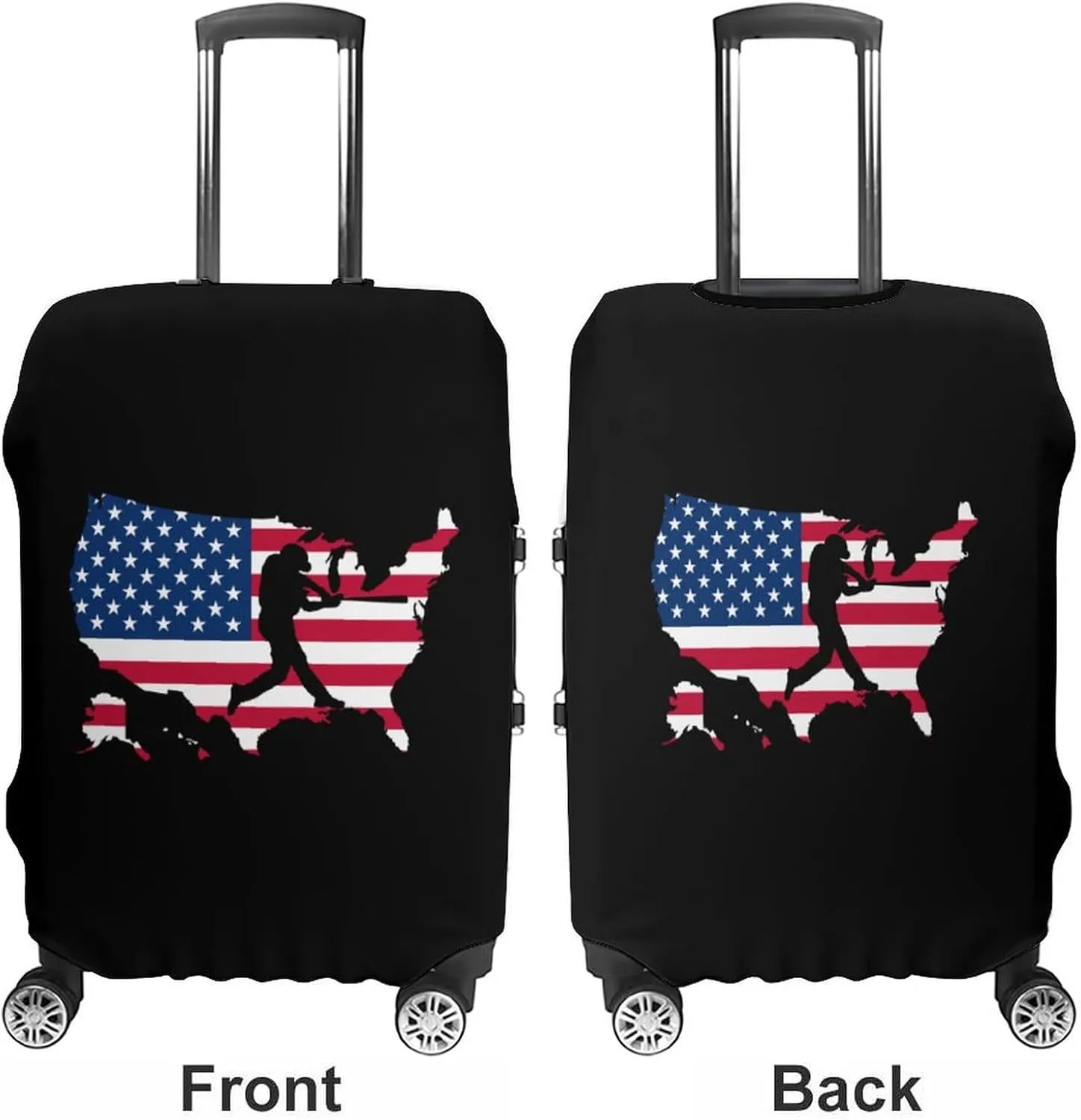U.S.A Map Flag Baseball Player Unisex Luggage Cover Washable Travel Suitcase Case Anti-Scratch Baggage Protector