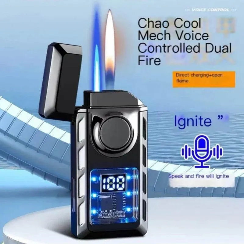 USB Double Flame Lighter - Colorful Rechargeable Voice-Controlled Lighter
