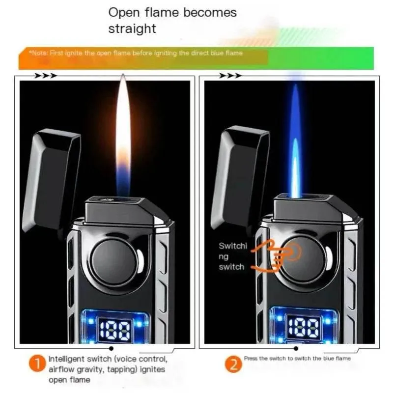 USB Double Flame Lighter - Colorful Rechargeable Voice-Controlled Lighter