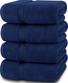 Utopia Towels 4 Pack Premium Bath Towels Set, 27 by 54 Inches, 100% Ring Spun Cotton 600GSM, Lightweight and Highly Absorbent Quick Drying Towels, Perfect for Daily Use, Navy