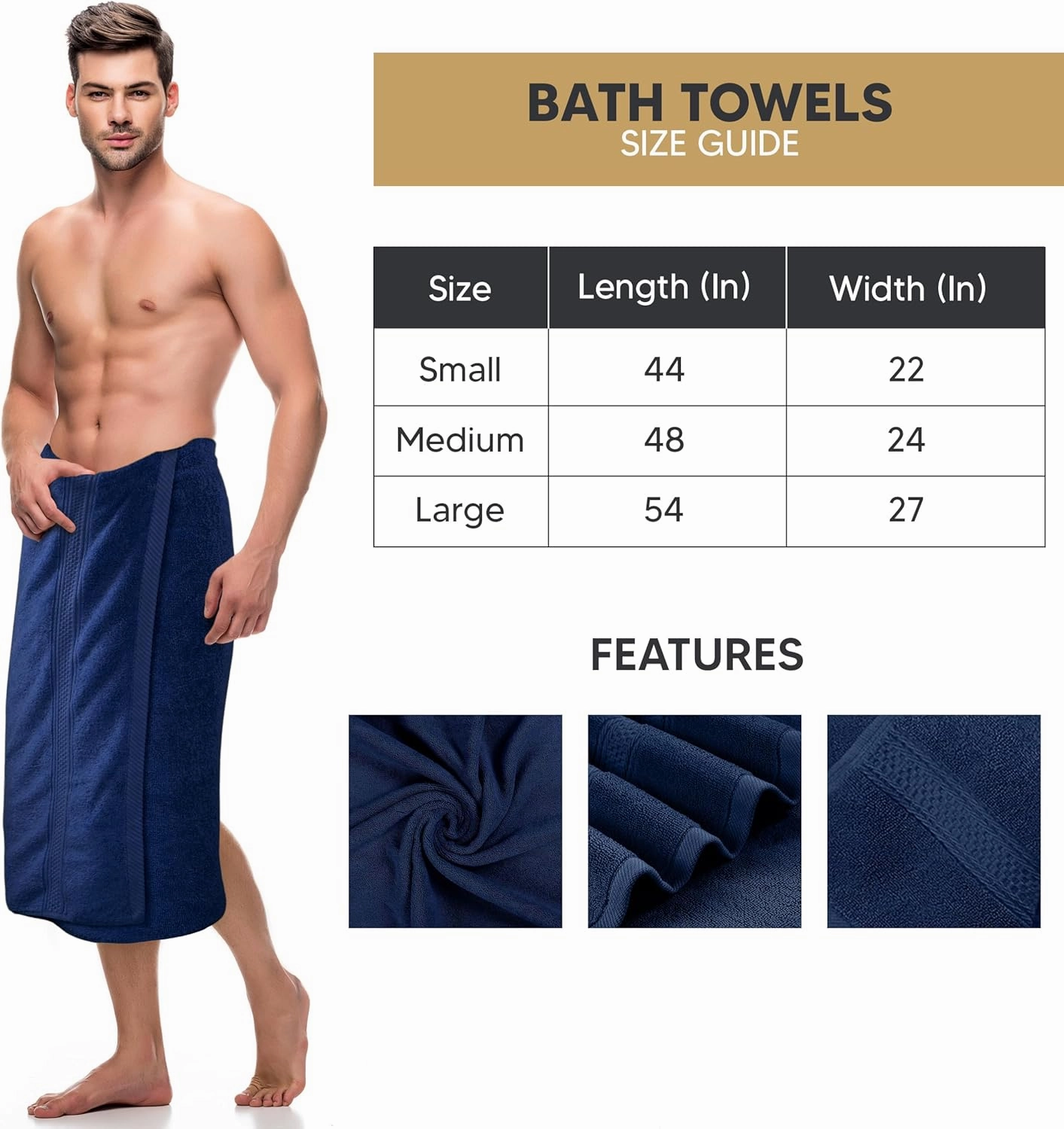 Utopia Towels 4 Pack Premium Bath Towels Set, 27 by 54 Inches, 100% Ring Spun Cotton 600GSM, Lightweight and Highly Absorbent Quick Drying Towels, Perfect for Daily Use, Navy