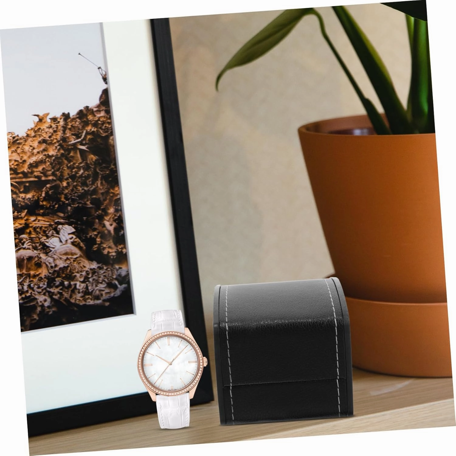 VALICLUD 3pcs Single Leather Watch Box Elegant Wristwatch Display Case with Mini Pillow for Storing Mechanical Watches Fine Workmanship Comfortable Texture for Men Women