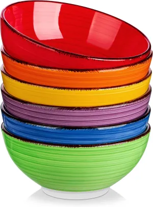 vancasso Bonita 27 Oz Cereal Bowls Set of 6, Ceramic Bowls for Kitchen, 6 Inch Soup Bowls, Dishwasher & Microwave Safe