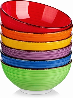 vancasso Bonita 27 Oz Cereal Bowls Set of 6, Ceramic Bowls for Kitchen, 6 Inch Soup Bowls, Dishwasher & Microwave Safe