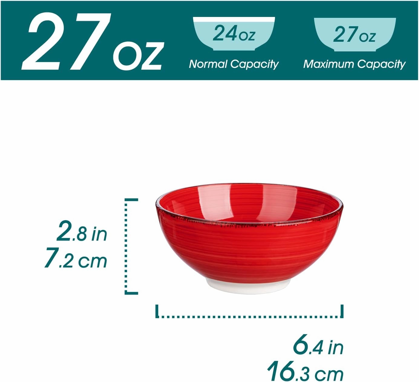 vancasso Bonita 27 Oz Cereal Bowls Set of 6, Ceramic Bowls for Kitchen, 6 Inch Soup Bowls, Dishwasher & Microwave Safe