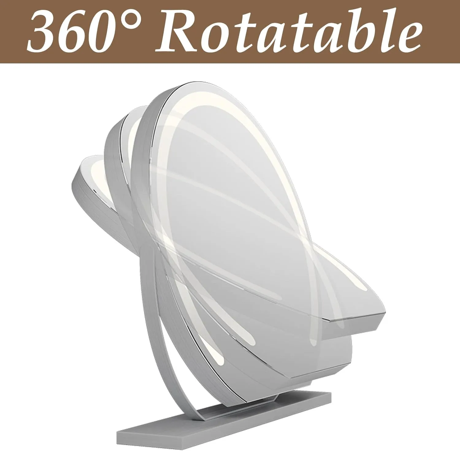Vanity Mirror with Lights, LED Plug-in Makeup Mirror 3 Color Lighting Modes 360° Rotation Smart Touch, Suitable for Home and Hair Salon,Silver,40CM/15.7''